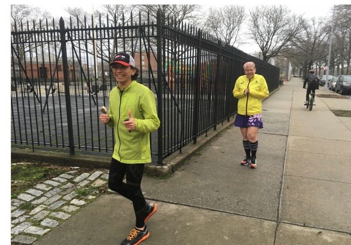 Kevin and Michelle running on the 3100 Mile course